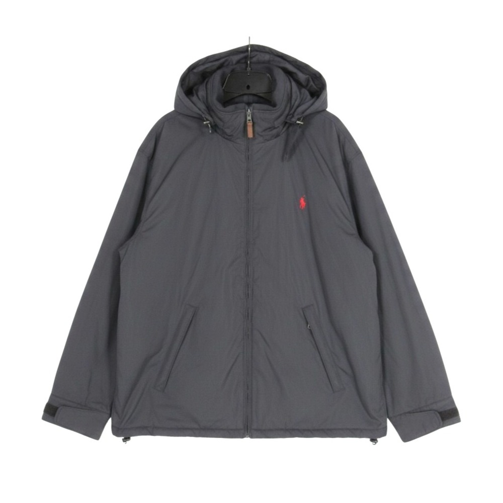 POLO RALPH LAUREN Black FLEECE LINED Full Zip RED LOGO Pocket HOODIE JACKET XXL